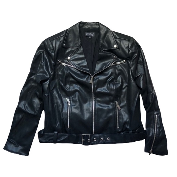 NWT Danielle Bernstein plus size faux leather Moto jacket size 1X - Picture 3 of 6